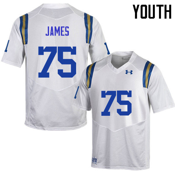 Youth #75 Andre James UCLA Bruins Under Armour College Football Jerseys Sale-White - Click Image to Close